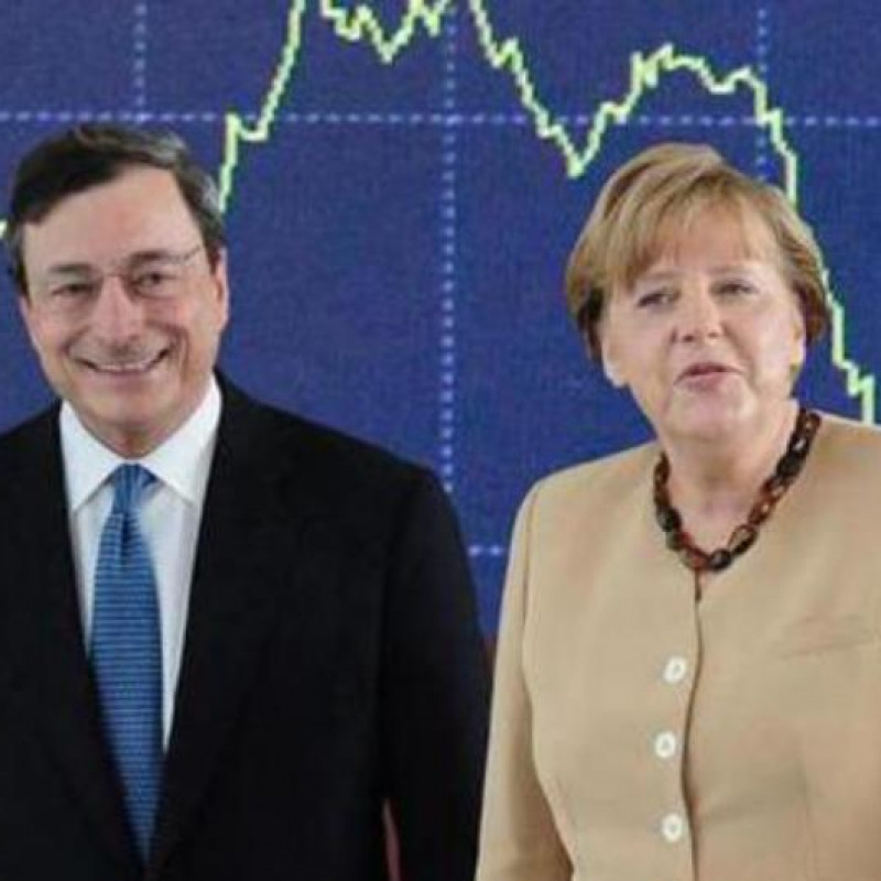 Mario Draghi e Angela Mekel