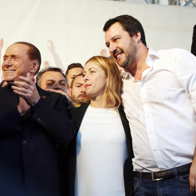 Silvio Berlusconi, Giorgia Meloni e Matteo Salvini - Foto Archivio