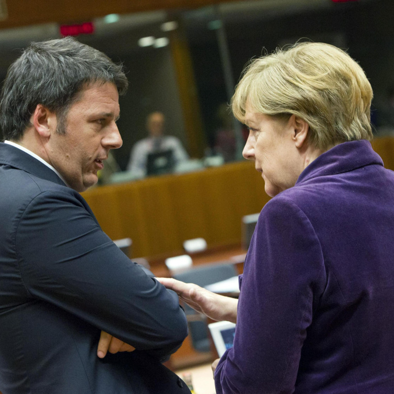 Il premier Matteo Renzi e la cancelliera tedesca Angela Merkel