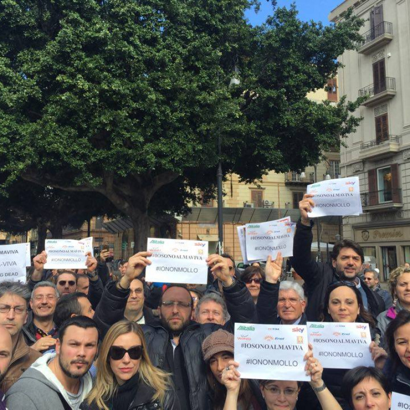 Una delle proteste dei lavoratori Almaviva a Palermo