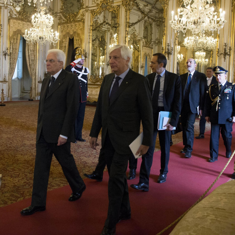 Il Presidente Sergio Mattarella con il Segretario Generale Ugo Zampetti - Fonte Ansa