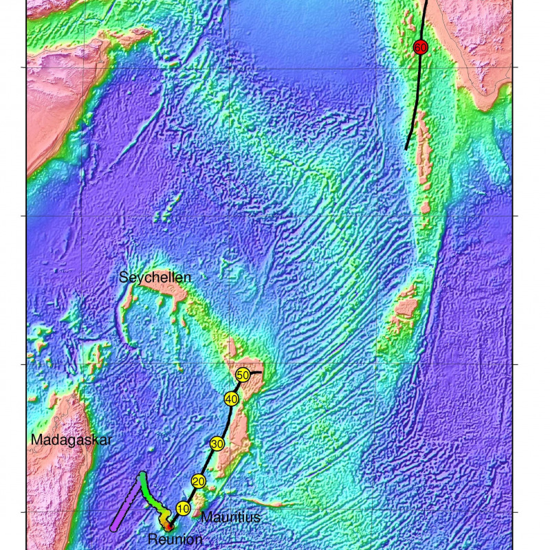Il continente Mauritia nella carta topografica del 2013