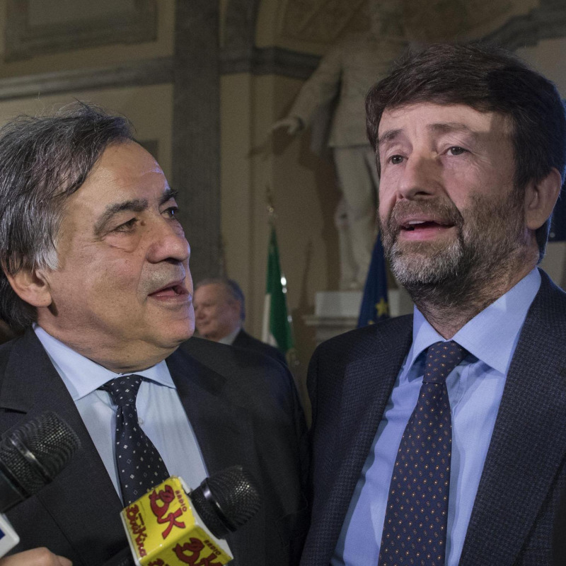 Il ministro Dario Franceschini col sindaco Leoluca Orlando