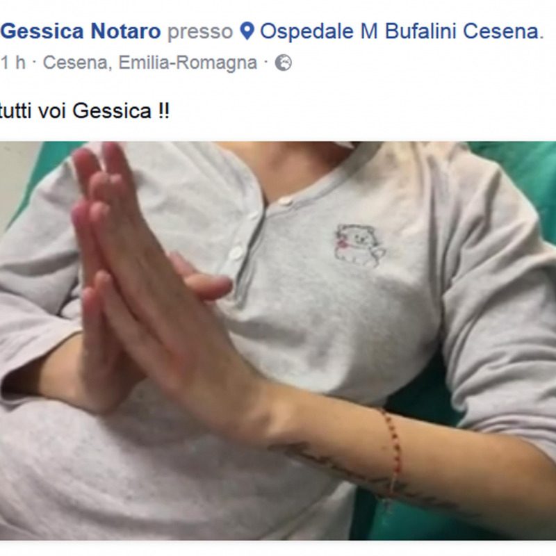 Un frame tratto dal video postato da Gessica Notaro sulla sua pagina Facebook