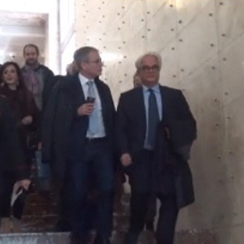 L'avvocato Francesco Pantaleone e il presidente del Palermo Giovanni Giammarva al termine dell'udienza