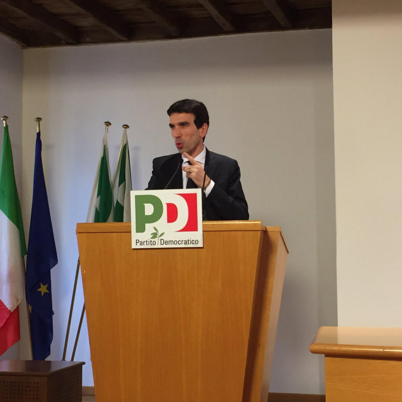 Maurizio Martina durante il suo intervento alla direzione del Pd - Foto Twitter