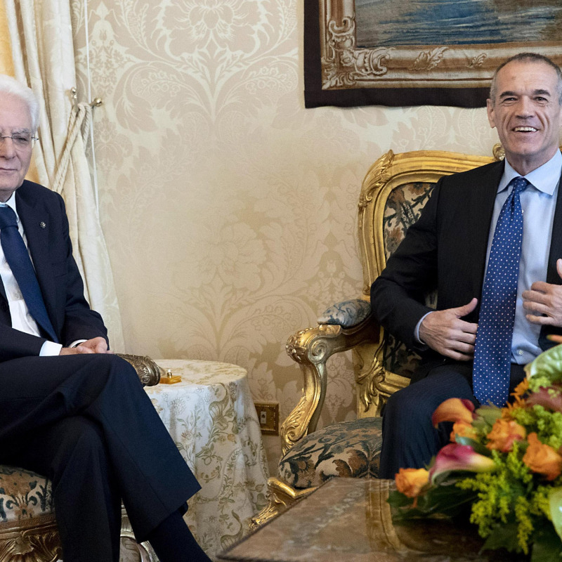 Il presidente del Consiglio incaricato, Carlo Cottarelli al quirinale con il capo dello Stato Sergio Mattarella