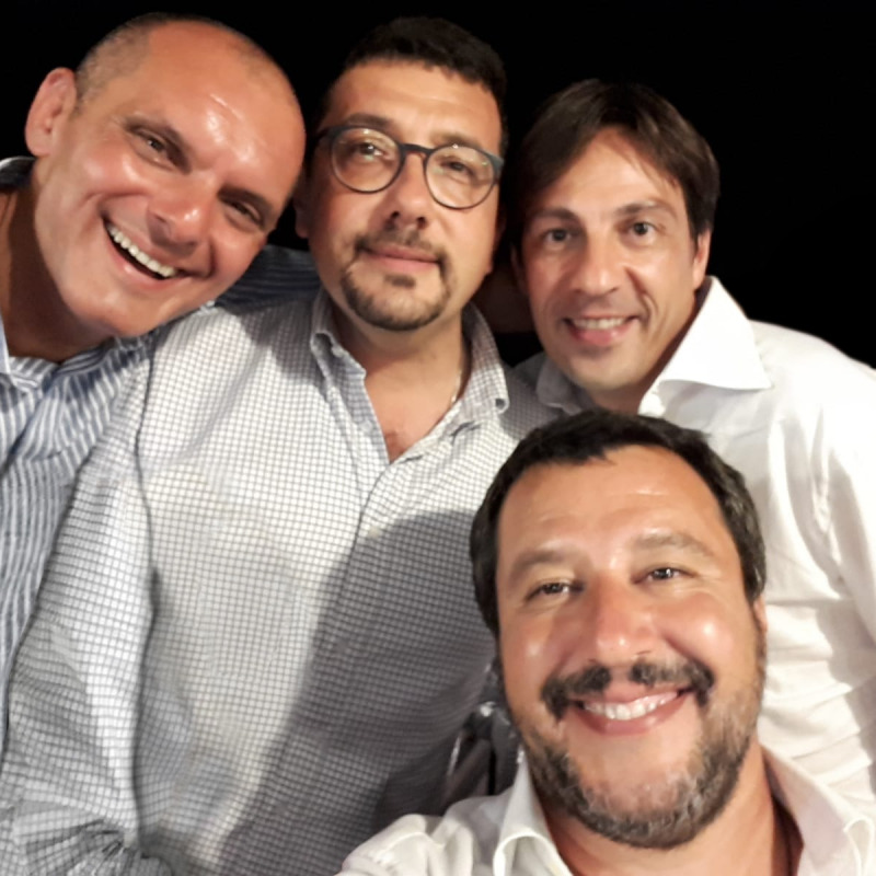 Da sinistra: Elio Ficarra, Igor Gelarda, Fabio Cantarella e Matteo Salvini