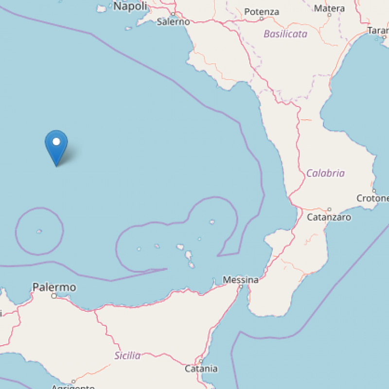 L'epicentro della scossa di terremoto 4.6 registrata nel mar Tirreno meridionale - Ingv