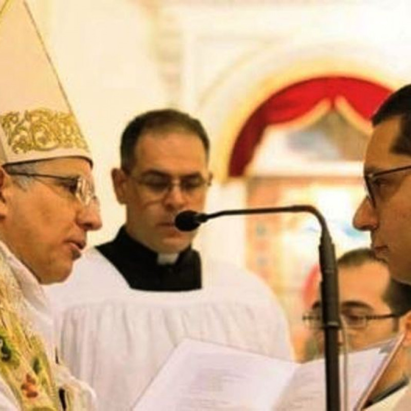 Il vescovo di Piazza Armerina Rosario Gisana e il diacono Daniele Centorbi