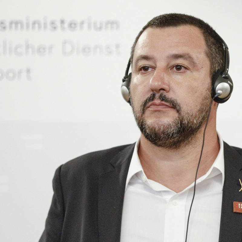 Matteo Salvini durante una conferenza Ue sul tema migranti, Vienna