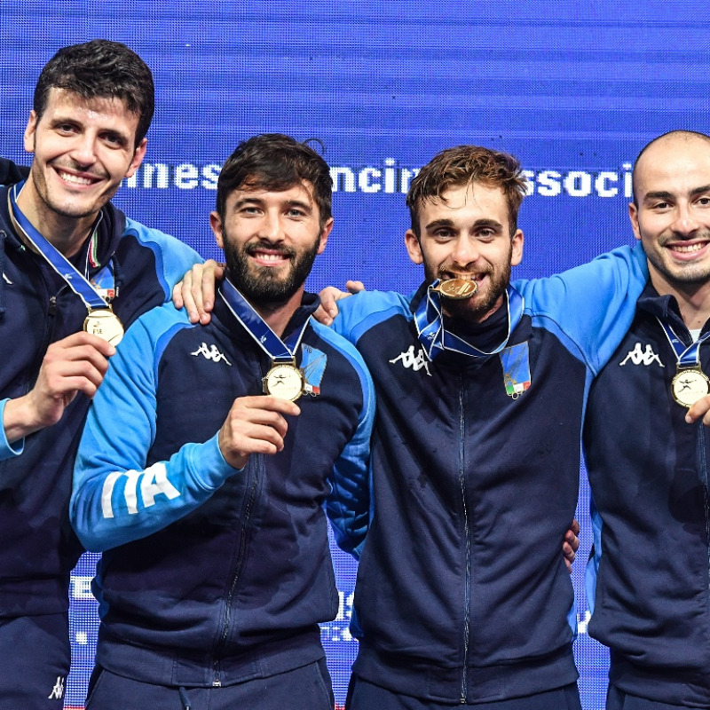 La squadra di fioretto maschile campione del mondo 2018 con i siciliani Daniele Garozzo e Giorgio Avola