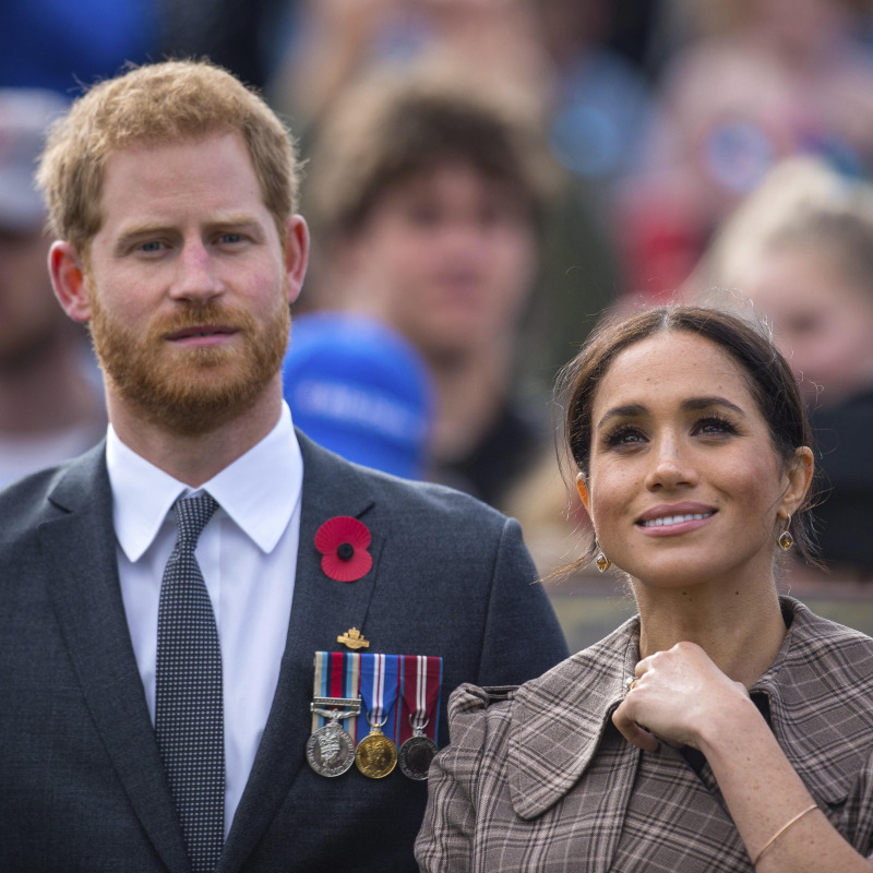 The Duke and Duchess of Sussex view the newly unveiled UK war memorial and visit Pukeahu National War Memorial Park in Wellington, New Zealand, Sunday, Oct. 28, 2018. Prince Harry and his wife Meghan are on day 13 of their 16-day tour of Australia and the South Pacific. (Dominic Lipinski/Pool Photo via AP) [CopyrightNotice: Copyright 2018 The Associated Press. All rights reserved]