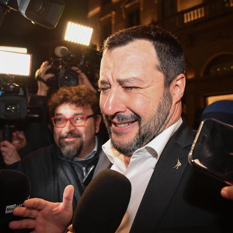 Il vicepremier e ministro dell'Interno, Matteo Salvini, a margine della cena di beneficenza