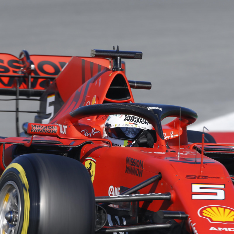 Sebastian Vettel a Montmelò durante la seconda giornata di test