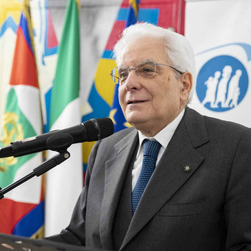 Il presidente della Repubblica Sergio Mattarella all'inaugurazione del centro di accoglienza "Matteo Ricci"
