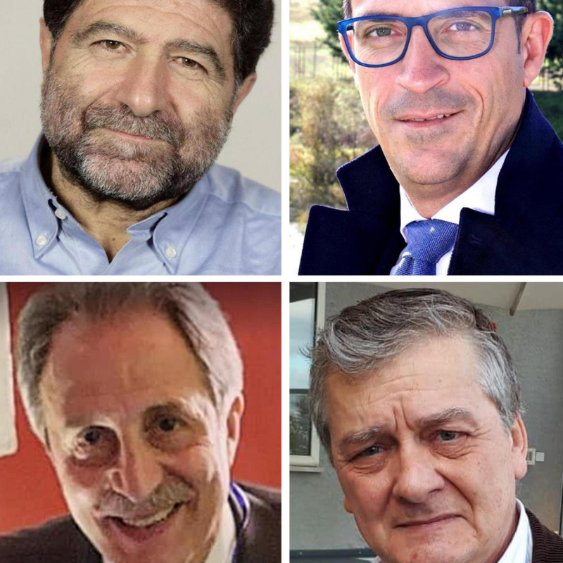 Da in alto a sinistra in senso orario, i candidati a presidente della Regione Basilicata: Carlo Trerotola (centrosinstra), Antonio Mattia (M5S), Valerio Tramutoli (Basilicata possibile) e Vito Bardi (centrodestra)