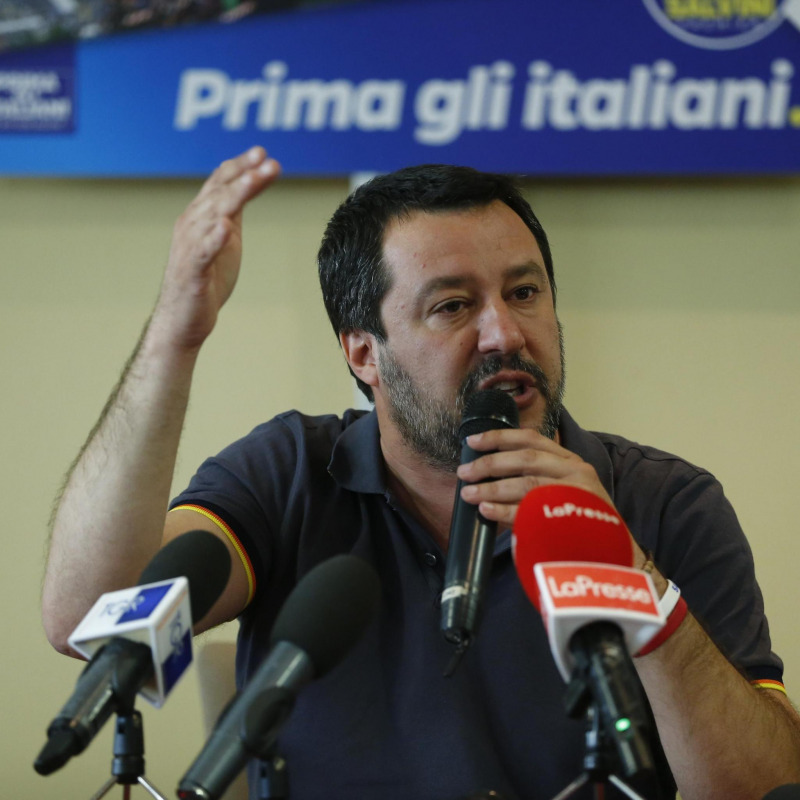 Matteo Salvini durante la convention laziale della Lega