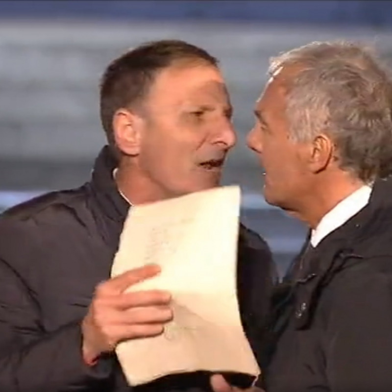 Un momento della lite fra il sindaco Salvatore Giardina e Massimo Giletti, durante una puntata di "Non è l'Arena" in onda da Mezzojuso