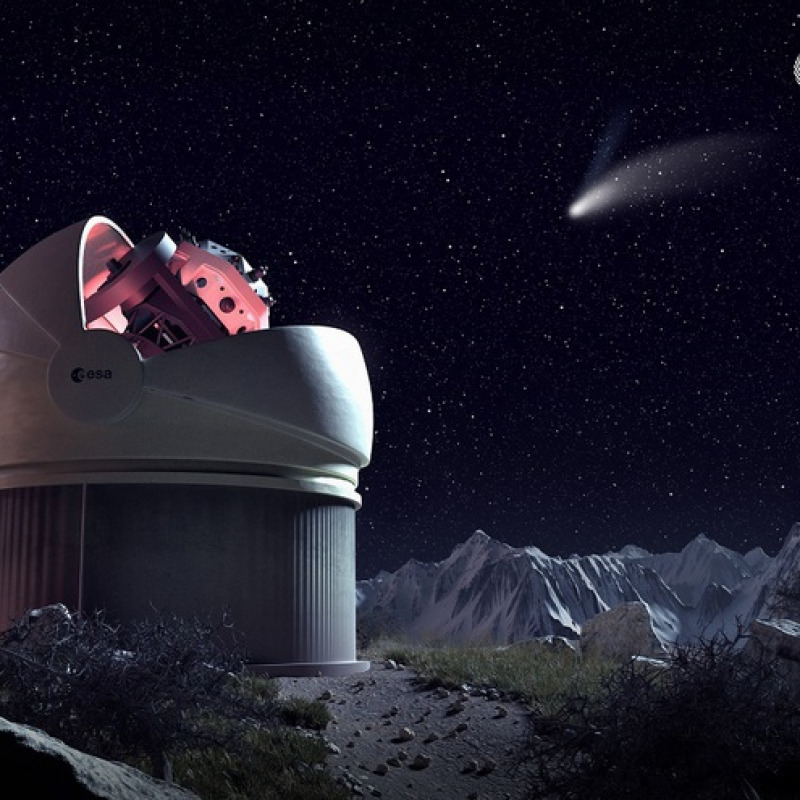 Il rendering dell'osservatorio FlyEye (fonte: ESA/A. Baker)