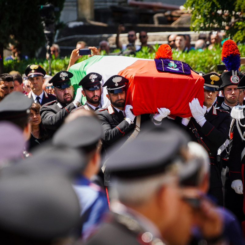 Il feretro del vice brigadiere dei carabinieri Mario Cerciello Rega durante i funerali a Somma Vesuviana