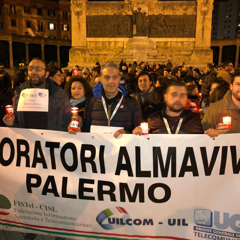 L'ultima protesta dei lavoratori di Almaviva Palermo