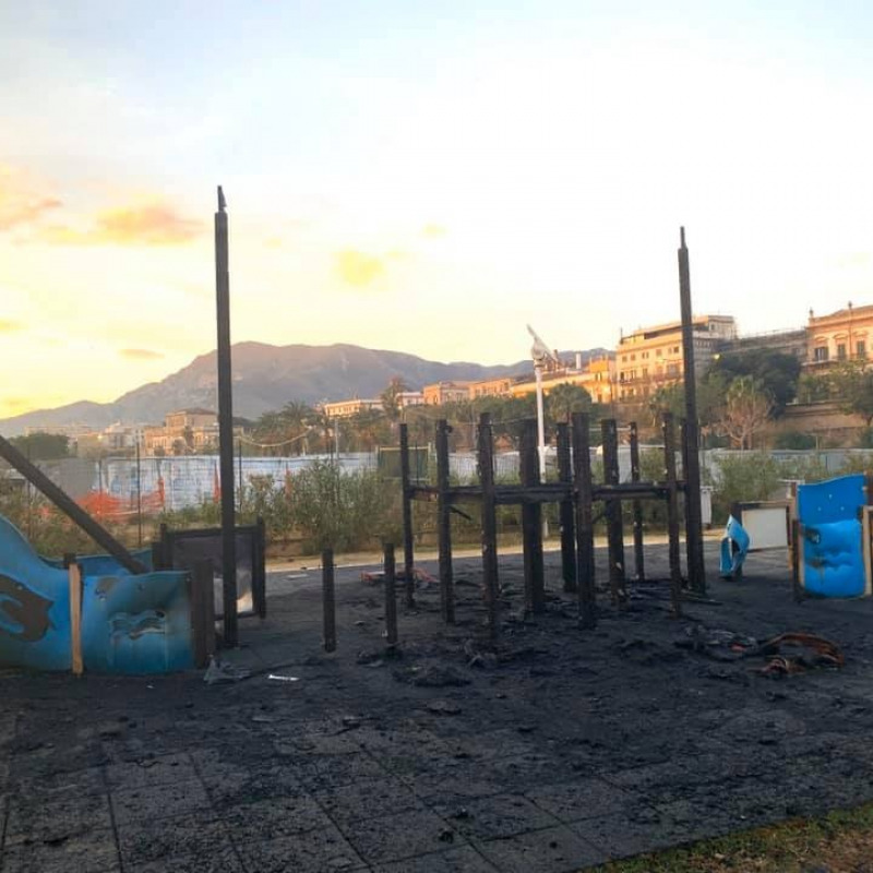 Il parco distrutto dall'incendio