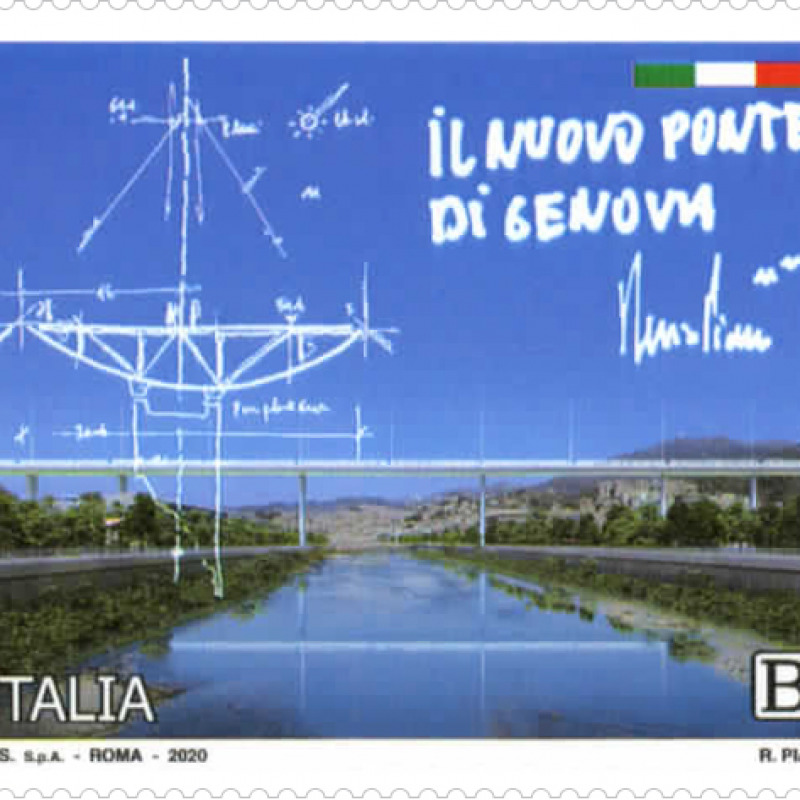 Il francobollo dedicato al Ponte di Genova