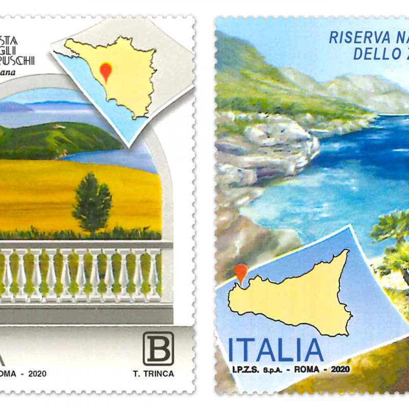 Poste Italiane annuncia l?emissione da parte del Ministero dello Sviluppo Economico di due francobolli appartenenti alla serie tematica ?il Patrimonio naturale e paesaggistico? dedicati alla Riserva naturale dello Zingaro e alla Costa degli Etruschi, relativi al valore della tariffa B pari a 1,10? per ciascun francobollo. I francobolli sono stampati dall?Istituto Poligrafico e Zecca dello Stato S.p.A., in rotocalcografia, su carta bianca, patinata neutra, autoadesiva, non fluorescente. Bozzettisti: per il francobollo dedicato alla Riserva naturale dello Zingaro, Isabella Castellana; per il francobollo dedicato alla Costa degli Etruschi, Tiziana Trinca.La vignetta del francobollo dedicato alla Riserva naturale dello Zingaro, raffigura Cala Marinella, una delle più incantevoli calette della Riserva naturale dello Zingaro, su cui si staglia, in primo piano a destra, una palma nana, comunemente nota anche come palma di San Pietro, tipica della Riserva. In basso, a sinistra, è presente una cartina con il profilo della Sicilia in cui è evidenziata l?area geografica di riferimento. Completano il francobollo la leggenda ?RISERVA NATURALE DELLO ZINGARO?, la scritta ?ITALIA? e l?indicazione tariffaria ?B?.La vignetta del francobollo dedicato alla Costa degli Etruschi, raffigura uno scorcio della Costa degli Etruschi, con in primo piano una bottiglia di vino, poggiata su una balaustra, a rappresentare uno dei più caratteristici prodotti enogastronomici della zona. In alto, a destra, è presente una cartina con il profilo della Toscana in cui è evidenziata l?area geografica di riferimento, mentre a sinistra è riprodotto il logo della Costa degli Etruschi. Completano il francobollo la scritta ?ITALIA? e l?indicazione tariffaria ?B?. L?annullo primo giorno di emissione per il francobollo dedicato alla Riserva dello Zingaro sarà disponibile presso lo sportello filatelico dell?ufficio postale di San Vito Lo Capo (TP), mentre per il francobollo dedicato alla costa degli Etruschi sarà disponibile presso l?ufficio postale di San Vincenzo (LI).I francobolli e i prodotti filatelici correlati, cartoline, tessere e bollettini illustrativi saranno disponibili presso gli Uffici Postali con sportello filatelico, gli ?Spazio Filatelia? di Firenze, Genova, Milano, Napoli, Roma, Roma 1, Torino, Trieste, Venezia, Verona e sul sito poste.it.Per l?occasione sono state realizzate due cartelle filateliche in formato A4 a tre ante, distinte per ogni francobollo, contenenti il francobollo singolo, la quartina di francobolli, una cartolina affrancata ed annullata e una busta primo giorno, al prezzo di 15? per ciascuna cartella.