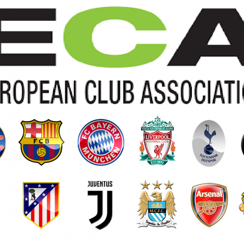 I loghi dei 12 club europei di calcio che hanno annunciato congiuntamente un accordo per costituire una nuova competizione calcistica infrasettimanale, la Super League