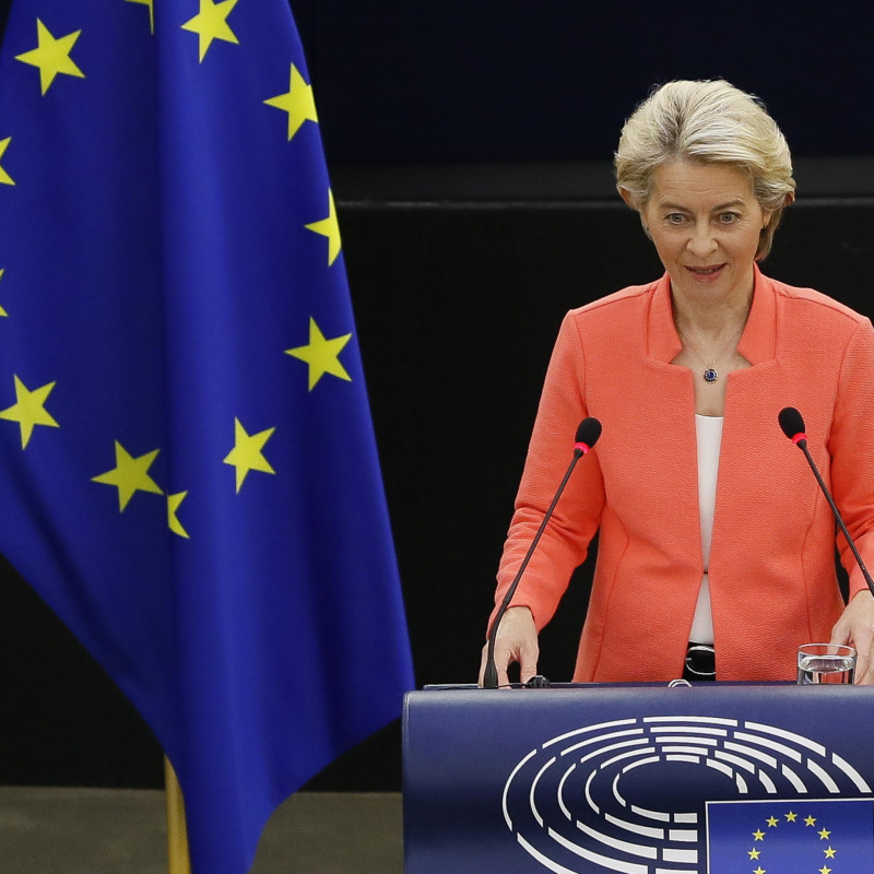 Ursula von der Leyen durante il discorso sullo stato dell'Unione al Parlamento Europeo