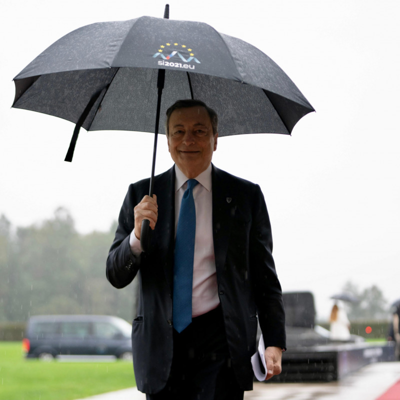 Il premier Mario Draghi a Brdo, in Slovenia, per il vertice informale Ue-Balcani occidentali
