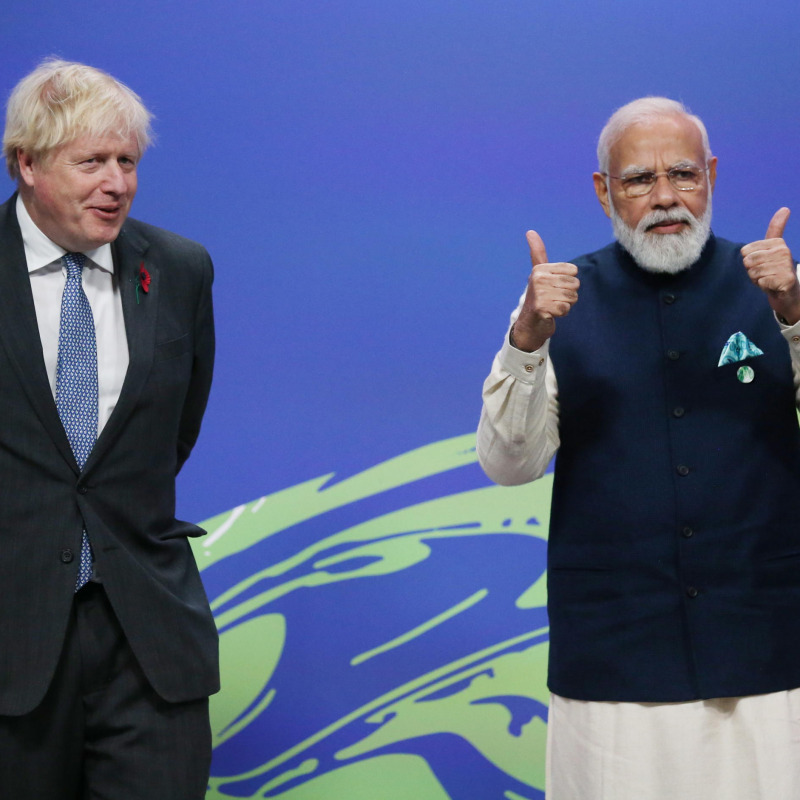 Il premier Boris Johnson assieme a quello indiano Narendra Modi