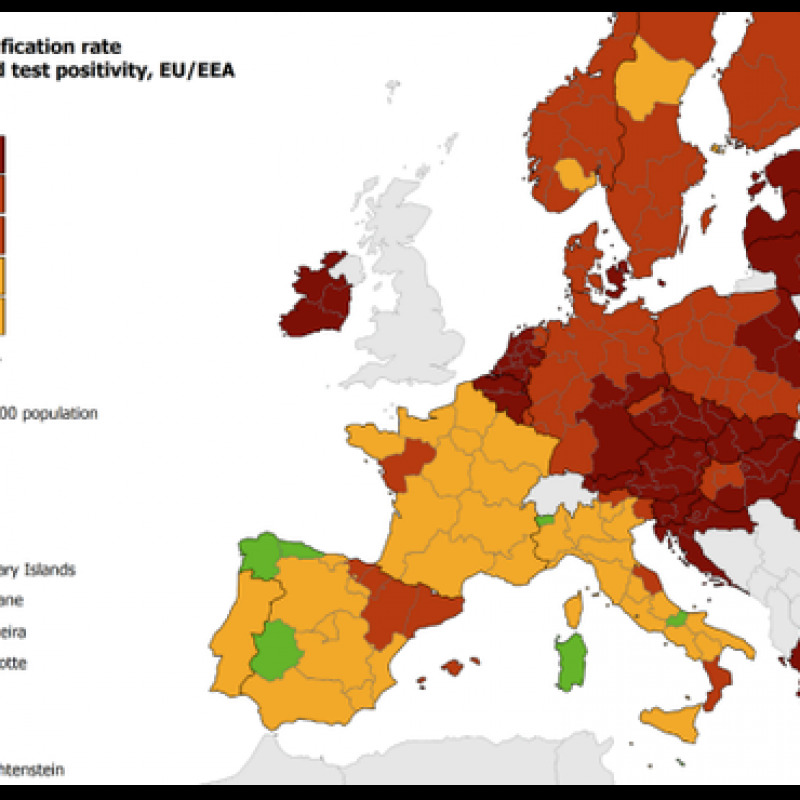 La mappa del rischio Covid secondo l'Ue