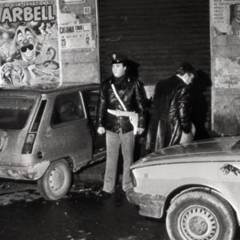 La scena dell'omicidio di Pippo Fava, la sera del 5 gennaio del 1984