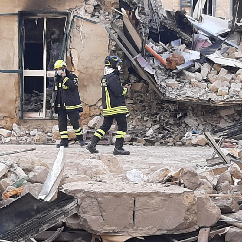 Rescue teams at the scene of a blast caused by a gas leak in Ravanusa, Sicily, Italy, 12 December 2021. Firefighters found a fourth body in the rubble of the collapsed buildings in Ravanusa. It could be a woman. Previously, the bodies of two women and a man were recovered; two survivors rescued, five people are still missing.ANSA/ Matteo Guidelli