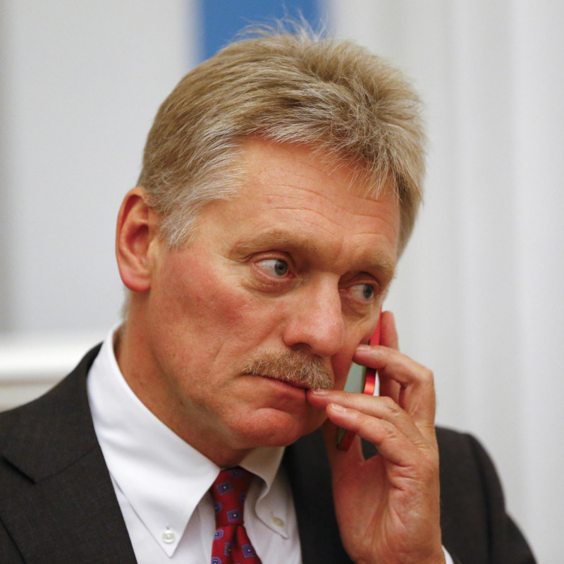 Kremlin spokesman Dmitry Peskov holds a mobile phone before a news conference of Russian President Vladimir Putin and Belarusian President Alexander Lukashenko at the Kremlin in Moscow, Russia, 09 September 2021. The Belarusian President Alexander Lukashenko is on a working visit in Moscow. ANSA/SHAMIL ZHUMATOV / POOL