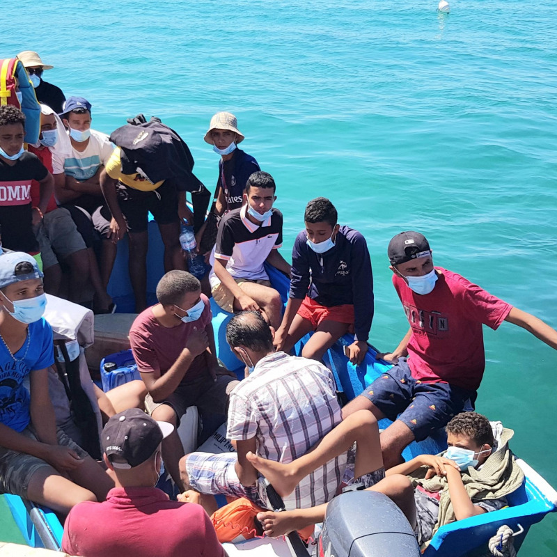 Nuovi sbarchi di migranti a Lampedusa, 28 agosto 2020. ANSA/ ELIO DESIDERIO