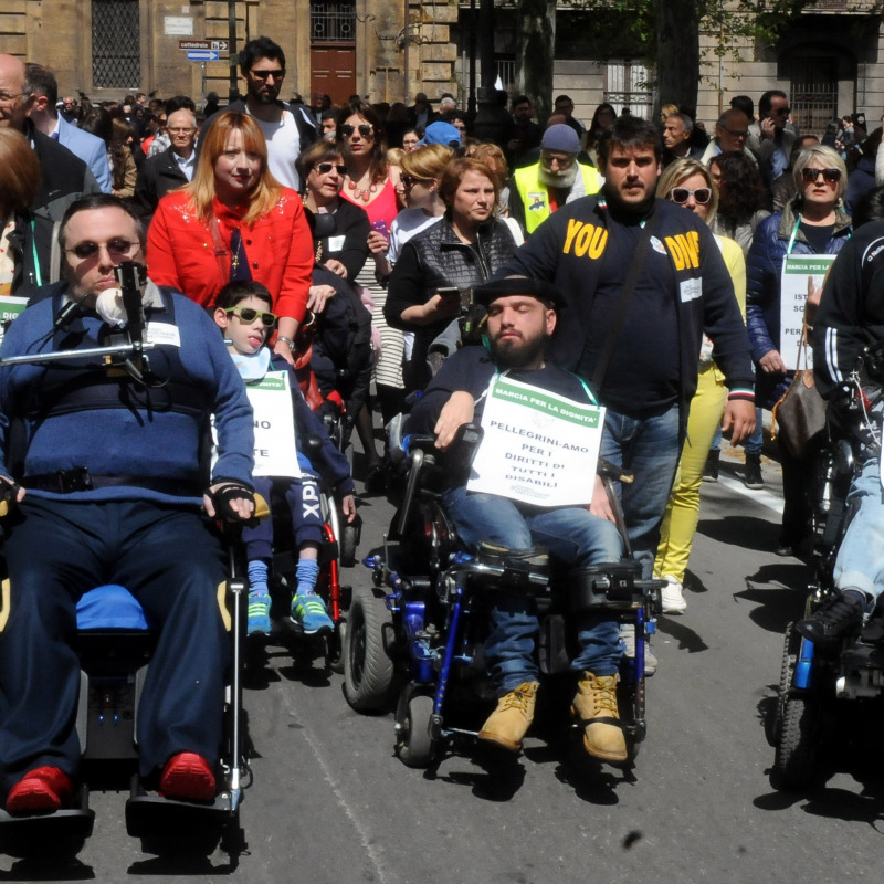 Una protesta dei disabili