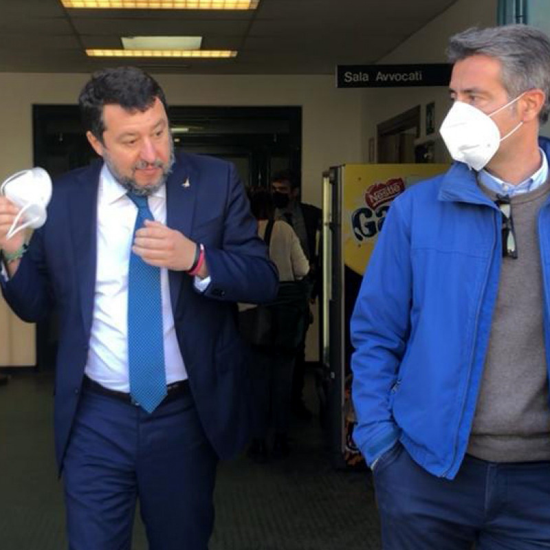 Matteo Salvini all'aula bunker in una foto dello scorso aprile