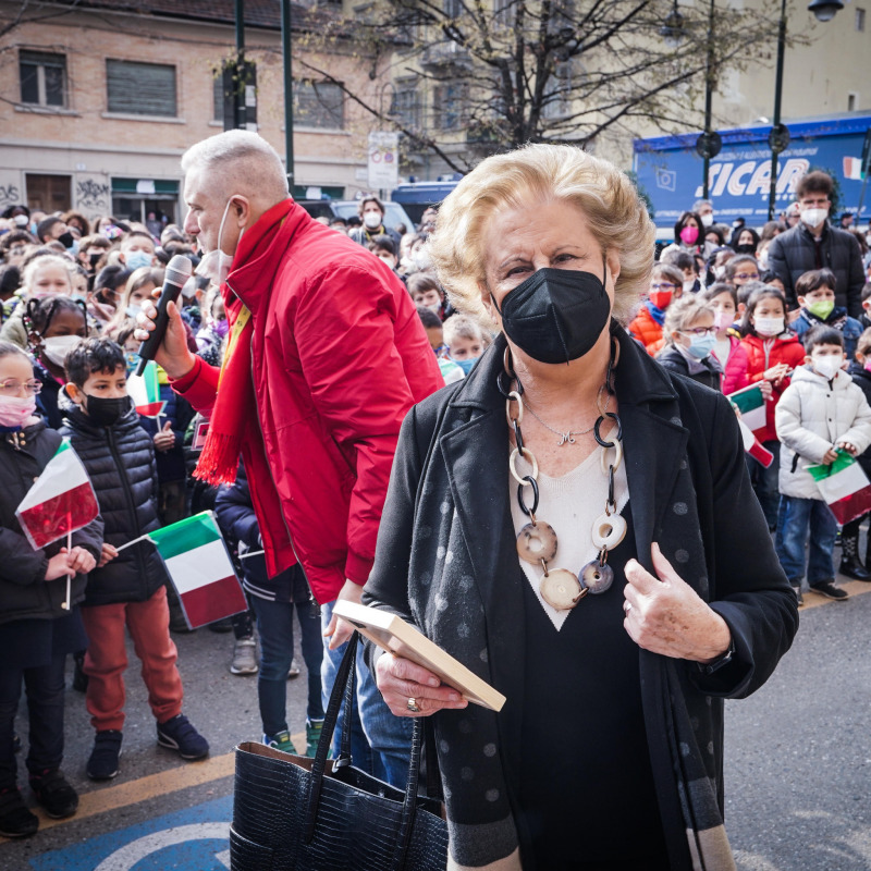 Maria Falcone, sorella del magistrato Giovanni Falcone, a una recente manifestazione a Torino (foto di Tino Romano)