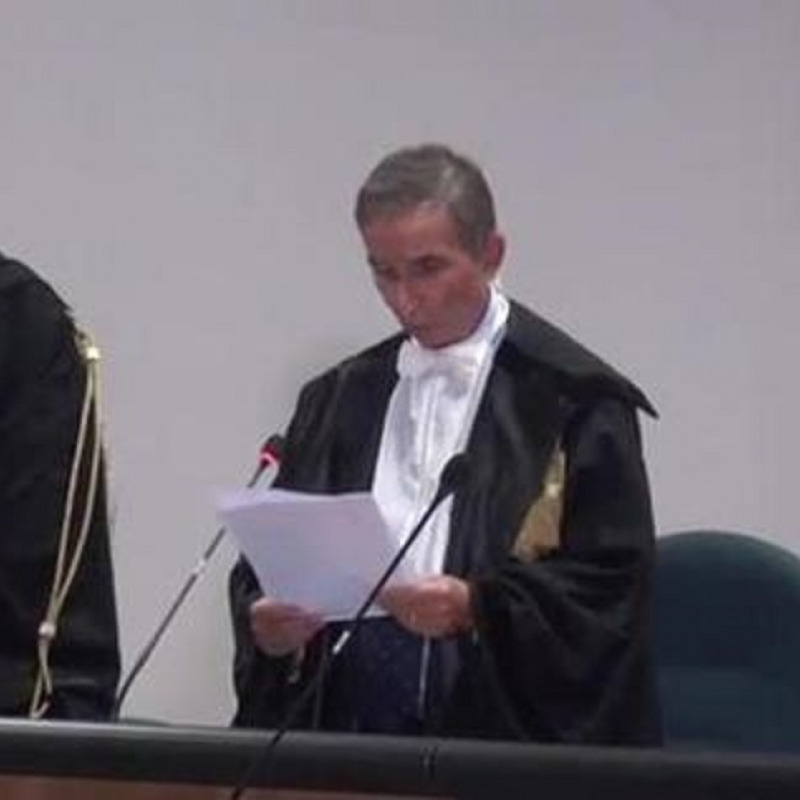 Trattativa Stato mafia: il presidente Angelo Pellino col giudice Vittorio Anania duranta la lettura della sentenza al processo d'appello