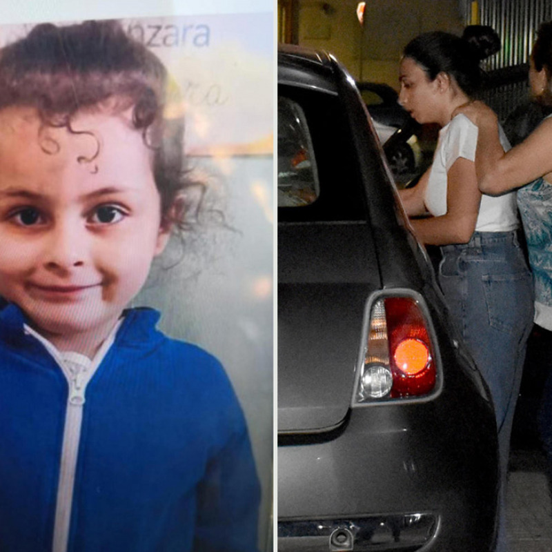Una foto combo della piccola Elena (S) e della madre all'uscita della caserma dei carabinieri a Mascalucia, 14 giugno 2022.ANSA