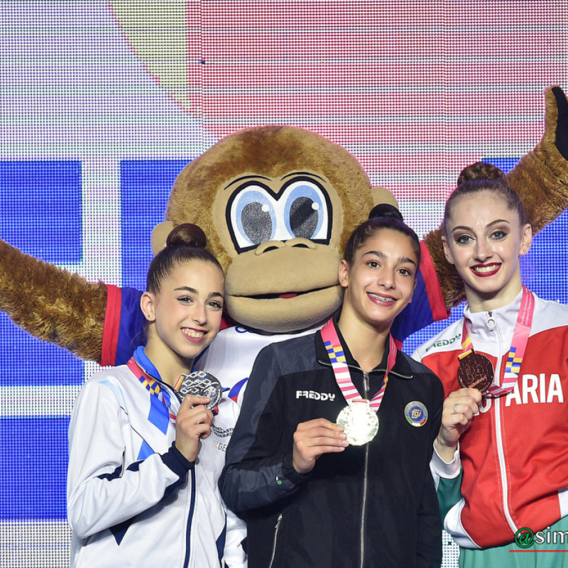 Storico doppio oro dell'azzurra Sofia Raffaeli agli Europei di ginnastica ritmica in corso a Tel Aviv