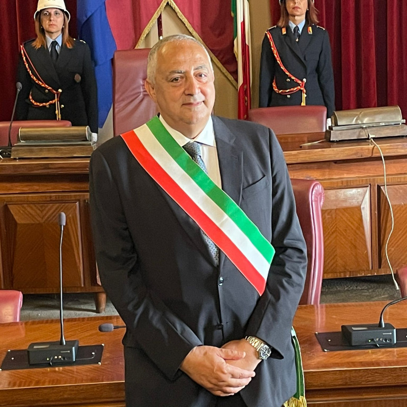 Il sindaco di Palermo, Roberto Lagalla alla cerimonia di insediamento a Sala delle Lapidi