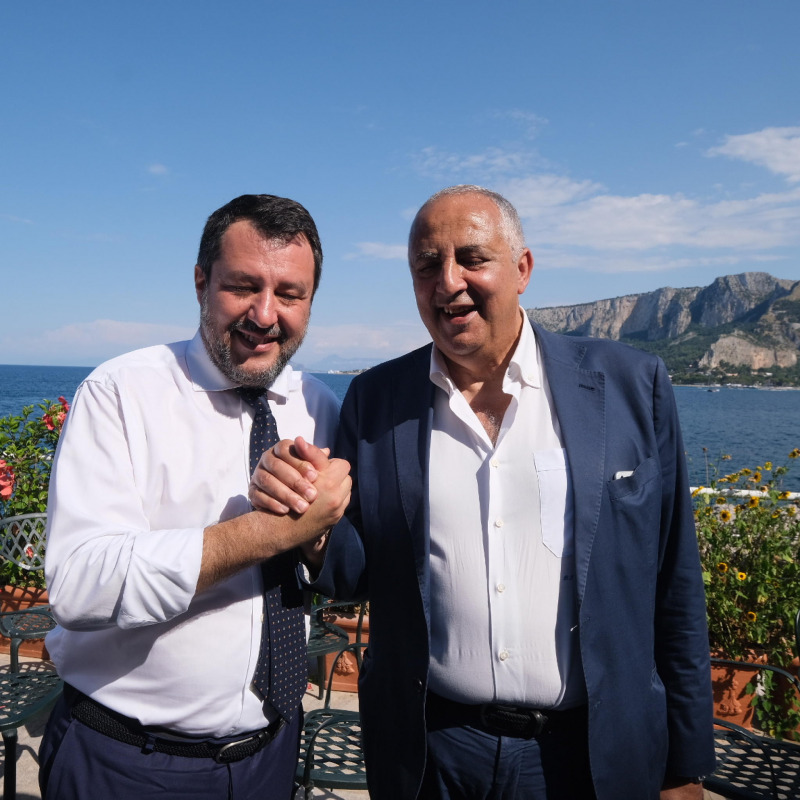 Matteo Salvini con Roberto Lagalla a Mondello