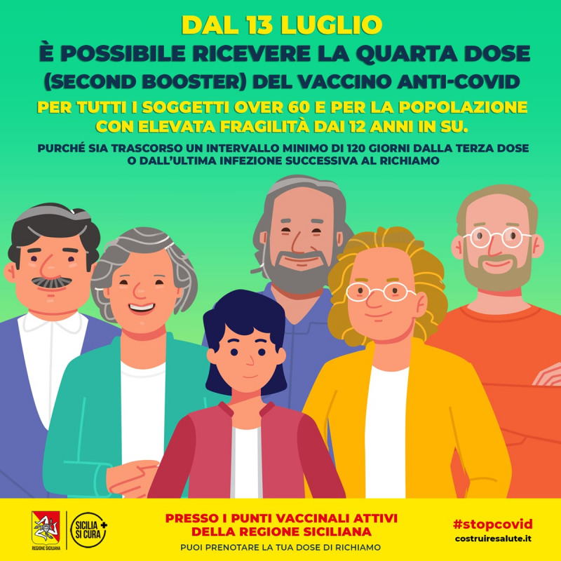 La grafica preparata dalla Regione Siciliana per promuovere la quarta dose