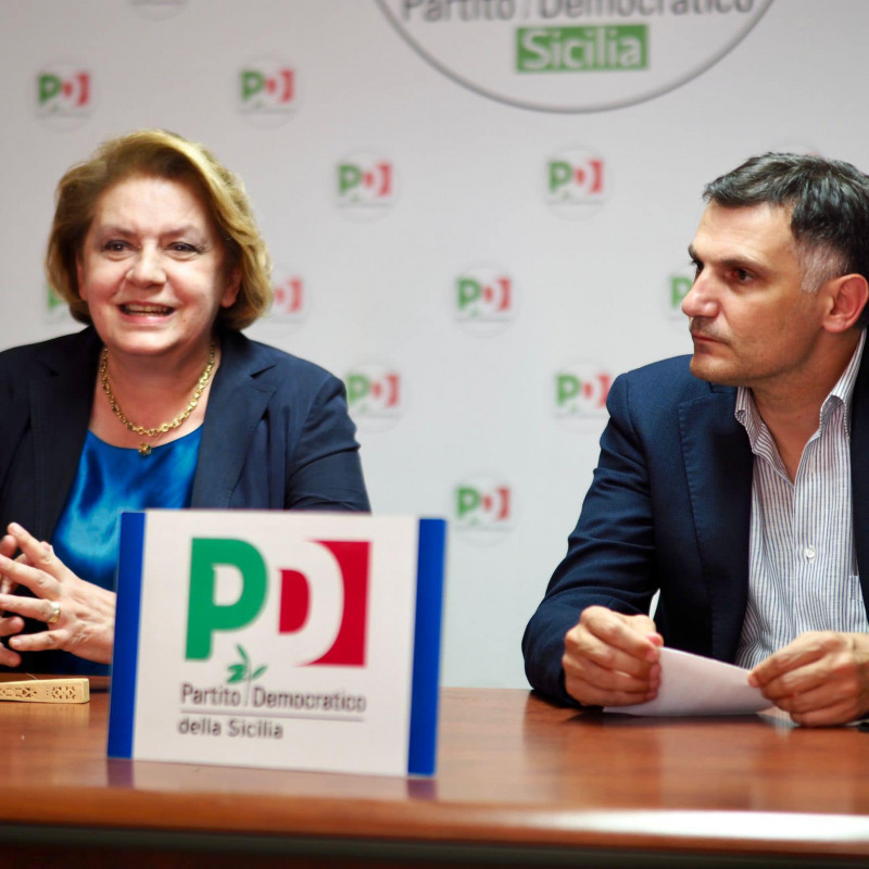 Caterina Chinnici e il segretario regionale del Pd, Anthony Barbagallo