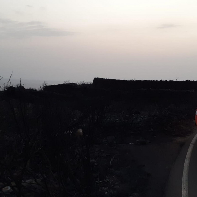 I vigili del fuoco controllano l'incendio sull'isola di Pantelleria domato nella mattinata del 18 agosto 2022