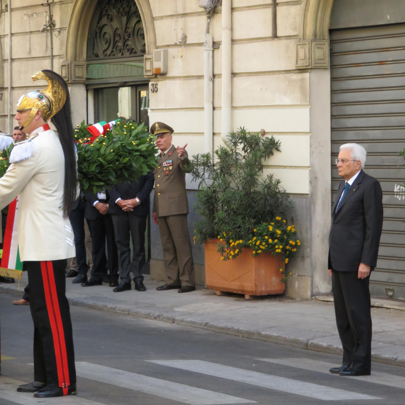 Il presidente della Repubblica Sergio Mattarella alla commemorazione dell'uccisione del generale Carlo Alberto Dalla Chiesa di 5 anni fa